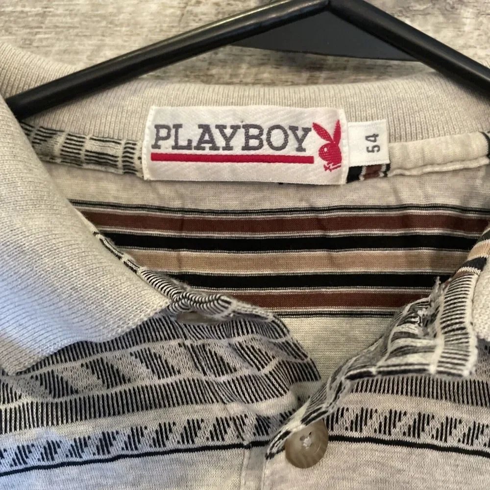 Vintage Playboy Men's Polo‎ Shirt Short Sleeve Size Medium M Front Pocket READ
